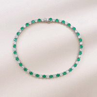 Bracciale da donna in oro bianco 18K con diamanti YAG bianchi a canale alternato e gemme colorate, gioielli raffinati all'ingrosso