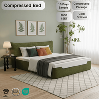 Lit moderne de conception italienne, tissu écologique compressé et mousse haute résilience, emballage sous vide pour hôtels et chambres à coucher