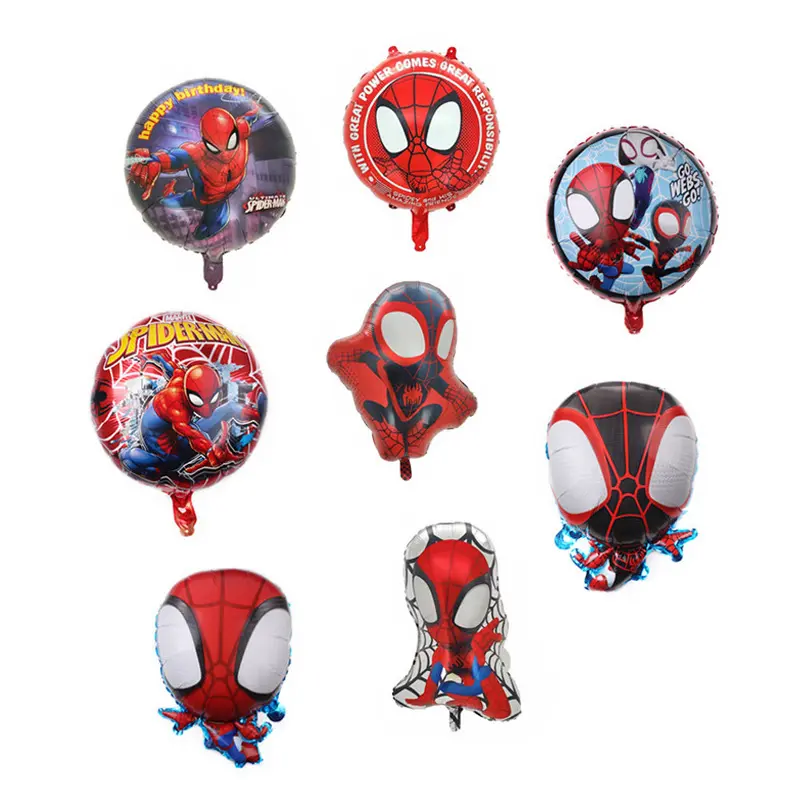 Yeni tasarım büyük kafa süper örümcek adam balonlar malzemeleri alüminyum folyo balonlar çocuklar için doğum günü partisi bebek duş süslemeleri