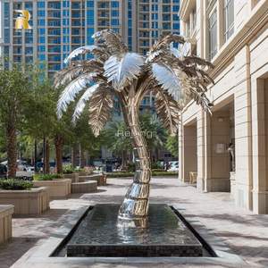 Resong thiết kế hình học hiện đại lớn thép không gỉ cây cọ điêu khắc cho ngoài trời thành phố trang trí nội thất - Product Image 5