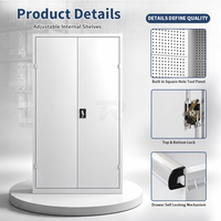 Armoire à outils industrielle en acier avec 8 tiroirs, panneau perforé, verrouillage à 3 points, capacité de charge élevée pour atelier, garage, armoire à outils lourde