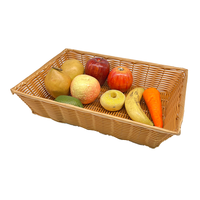 Stevige rechthoekige holle PP draadmand met gladde, afgeknipte randen, ideaal als keukenorganizer voor fruit, brood, snacks en presentatie.