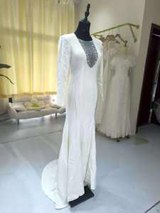 S0716N 2026 nuevo temperamento blanco novia elegante banquete cola de pez mujer vestido de noche de manga larga - Product Image 5