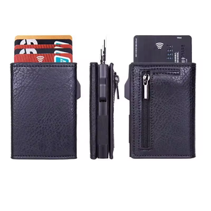 Portafoglio intelligente antifurto da uomo <span class=keywords><strong>portacarte</strong></span> RFID porta carte di credito con portamonete portamonete in pelle con modello solido portafoglio regalo - Product Image 4