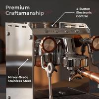 Mesin Espresso Rumah & Komersial Boiler 1L, Kompensasi Suhu T3, Pompa Ganda, OPV 9Bar, Sistem Cold Brew