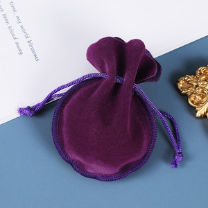 Custom Logo Round Bottom Drawstring <b>Bag</b> Suede Velvet Earrings Necklace Jewelry <b>Dust</b> <b>Bag</b> Drawstring Gift Pouches With String - Product Image 1