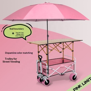 YX-F1-50 Stall Small <b>Trolley</b> Special Folding Table Adjustable Barbecue Sausage Mobile Outdoor Camp Shopping Camping Portable - Product Image 2