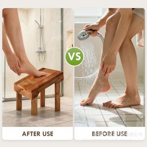Tabouret de douche en bois Xingqiu avec rangement pour cosmétiques et produits de nettoyage - Product Image 1