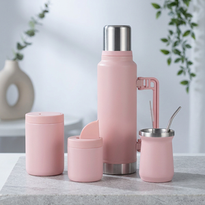 Bouteille isotherme classique à double paroi en acier inoxydable, tasse à yerba, pots à thé avec paille pour kit de maté argentin - Product Image 3