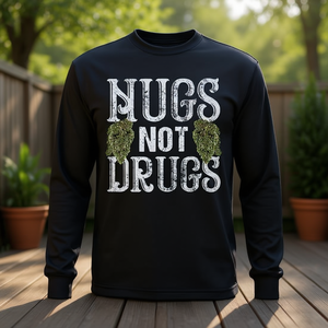 Camiseta de manga larga Nugs Not Drugs, diseño premium de marihuana, variedad de marihuana, cogollos, para fumar - Product Image 3