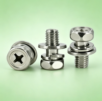 Vis combinée à tête hexagonale et embase cruciforme 3-en-1, boulon assemblé en acier inoxydable 304 pour fixation de quincaillerie automobile
