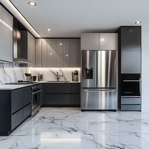 Nouvelle conception chinoise de cuisines modernes modulaires de luxe en bois massif, meubles complets en finition brillante, imperméables - Product Image 3