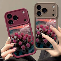 Coque de téléphone portable en TPU avec imprimé de fleurs de rose pour iPhone X XR XS 11 12 13 14 15 16 17 Pro Max
