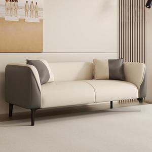 Juego de Sofás Seccionales de Cuero Beige Nórdico para Apartamentos Pequeños, Forma Rectangular, Dos Plazas con Relleno de Esponja, Sofá para Sala de Estar - Product Image 2