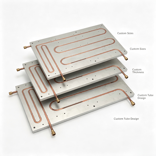 Precision CNC Machined Aluminum Water-Cooled Heatsink with Integrated Copper Tubing for Semiconductor Devices