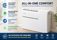 Climatiseur monobloc mural 12000 BTU CSA NRCAN R32 220V 115V 60Hz sans unité extérieure pour les États-Unis et le Canada