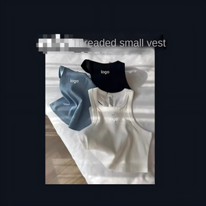 سترة رياضية نسائية قصيرة من ALOIDE بياقة قوسية مضلعة ومحبوكة، قميص بدون أكمام قطني مسامي للياقة البدنية - Product Image 6