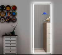 Miroir de salon intelligent commercial, miroir rectangulaire de luxe pour salon de coiffure et de beauté avec éclairage LED