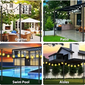 เสาไฟสตริง LED สำหรับงานปาร์ตี้กลางแจ้งเสาโลหะห้อยเสาไฟถนนสำหรับสวนหลังบ้านใช้ตั้งแคมป์ - Product Image 6