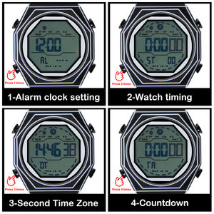 Moda nuovo stile orologio digitale Display elettronico a LED Sport orologio da polso calendario sveglia doppio tempo fabbrica all'ingrosso - Product Image 5