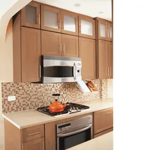 Grosir disesuaikan warna kayu Solid lemari dapur lemari pengocok pintu gaya pintu Interior untuk lemari dapur
