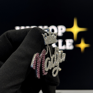 <b>Custom</b> 925 Sterling Silver VVS Moissanite <b>Name</b> Pendant White Gold Plated Iced Out Crown Bail Hip Hop <b>Necklace</b> - Product Image 2