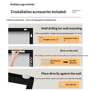 Espejo de Cuerpo Entero Minimalista Moderno con Marco de Aleación de Aluminio, Opciones Autoadhesivas para Montaje en Pared o de Pie para Vestidor en el Hogar - Product Image 5