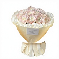 Kotak Hadiah Bunga Plastik Embossed Rose Stereo, Kertas Styling Tahan Air untuk Buket DIY Buatan Tangan