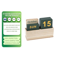 Boîte de rangement de bureau personnalisée en bois écologique avec calendrier perpétuel et date à bascule pour la décoration de la maison, du bureau et la planification des activités