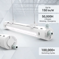 Lumière d'urgence LED ronde tri-étanche 2 pieds 600 mm 4000K 130lm/W IP66 étanche Garantie 5 ans pour usage industriel, commercial et public