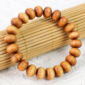 Cliff Cypress <b>Bracelet</b> 9x12mm Abacus Beads Unisex Jewelry Collectible Wooden Buddhist Beads - Product Image 4