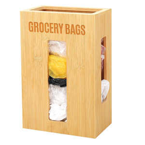 Bamboo Grocery Bag <b>Storage</b> <b>Box</b> Square Wall Mounted Punch Free Organizer for <b>Kitchen</b> Use - Product Image 1
