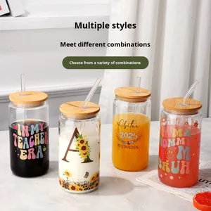 High Borosilicate Mason Glass <strong>Cup</strong> <strong>for</strong> Cold Brew Coffee Milk <strong>Tea</strong> Juice Beverages Customizable Bamboo Lid Straw Cola <strong>Cup</strong> Drinkware - Product Image 5