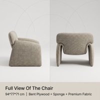 Fauteuil d'appoint incurvé de luxe en tissu, chaise de loisirs en forme de crabe avec structure en contreplaqué et rembourrage en éponge, mobilier pour salon et hôtel