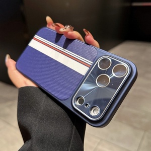 Custodia per Cellulare in Pelle a Righe Design Business per <span class=keywords><strong>iPhone</strong></span> <span class=keywords><strong>13</strong></span> 14 15 16 17 Pro Max con Protezione Laser per <span class=keywords><strong>Fotocamera</strong></span> - Product Image 5