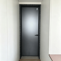 Portes en verre en alliage d'aluminium haut de gamme, style minimaliste moderne, avec ressort au sol à fermeture automatique, en acier inoxydable, insonorisées, verre Low-E, surface lisse