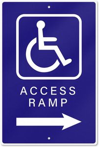 Panneau de rampe d'accès pour handicapés personnalisé Panneau de signalisation étanche à flèche droite <span class=keywords><strong>Symbole</strong></span> d'accessibilité Panneaux pour fauteuils roulants - Product Image 2