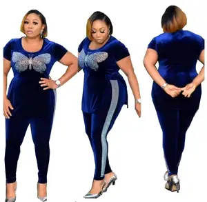2024 nuovo Design abito moda velluto 2 pezzi Set da donna abiti africani taglie forti di alta qualità abiti africani