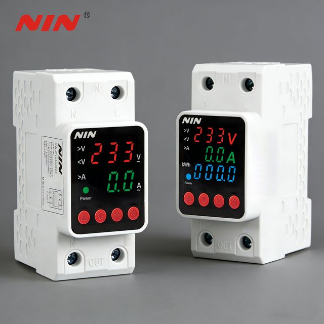 Double LED Display AC230V/220V 50/60Hz 63A Plastic 13.86kVA SVC Single Phase Adjustable Voltage Protector IP20 High Efficiency