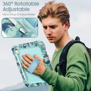 Étui camouflage en silicone pour tablette iPad 11 pour 10e génération A16 antichoc et anti-chute 10.2 pouces avec bandoulière - Product Image 2