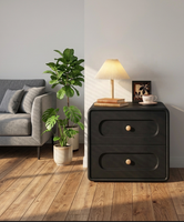 Petite table de chevet moderne de style médiéval minimaliste avec tiroirs, armoire de chevet, table de chevet étroite en noyer, adaptée à la chambre à coucher