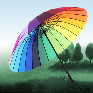 Cổ điển <span class=keywords><strong>24</strong></span> xương cầu vồng ô tùy chỉnh in logo kích thước lớn Windproof Golf ô không ướt Kem chống nắng - Product Image 1