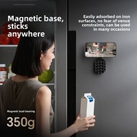 Support de téléphone pliable et rotatif magnétique avec ventouse et boucle, support de téléphone multifonctionnel 3 en 1