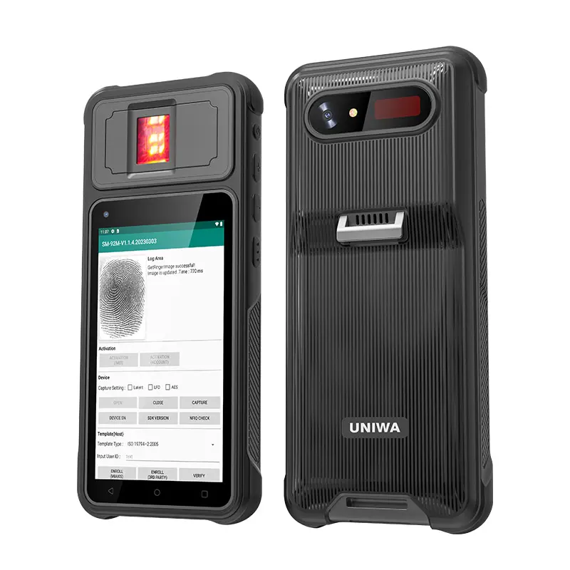 F501 Eingebauter NFC 13 MP+5 MP Android Rug PDAS 1D 2D Barcode Scanner Handgerät Robustes PDA mit biometrischem Fingerabdruckleser