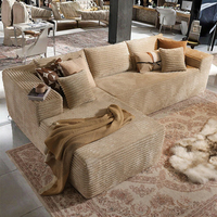 Canapé modulaire contemporain en forme de L, design nuage, avec chaise longue réglable, sans accoudoirs, rembourrage en éponge, dossier divisé en velours