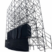 Structure d'échafaudage à treillis multicouche, grand support en fer noir et argent, support Layher pour écran d'événements et de concerts