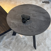 Table basse circulaire élégante NORYA en imitation bois, table d'appoint légère pour canapé ou lit