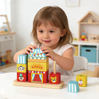 Juguetes de Bloques de Madera Apilables para Educación, Juguetes de Anillos Apilables de Madera para Bebés