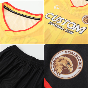 Kaus tim sepak bola kustom L324, kit latihan sepak bola merah dan kuning, setelan seragam kaus sepak bola pria - Product Image 4