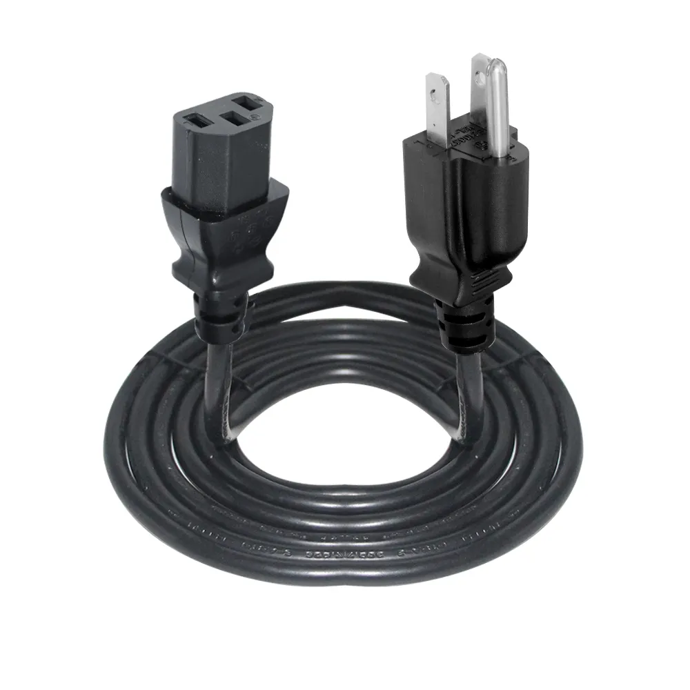 Cable de extensión de enchufe americano para ordenador portátil, Cable de alimentación de 6 pies, 1,8 M, estándar americano, CA 120V, Iec C13 a Nema 5-15P